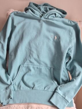 Polo Ralph Lauren Light Blue Fleece Hoodie | Aqua Pony Logo | Size M